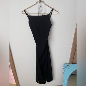 Black square neck, midi, body con dress